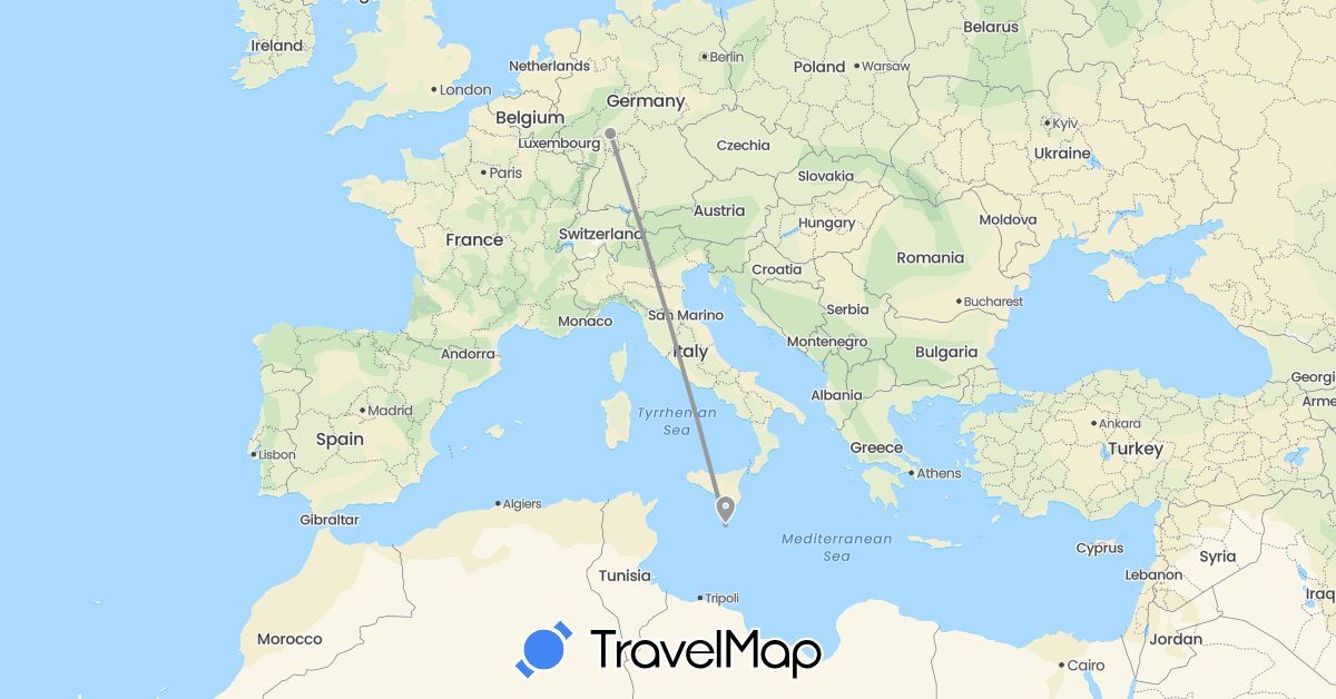 TravelMap itinerary: driving, plane in Germany, Malta (Europe)